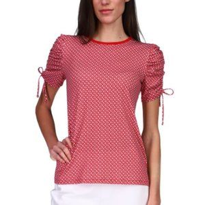 NWT Michael Kors Ruched Tie Sleeve Top L MSRP $49